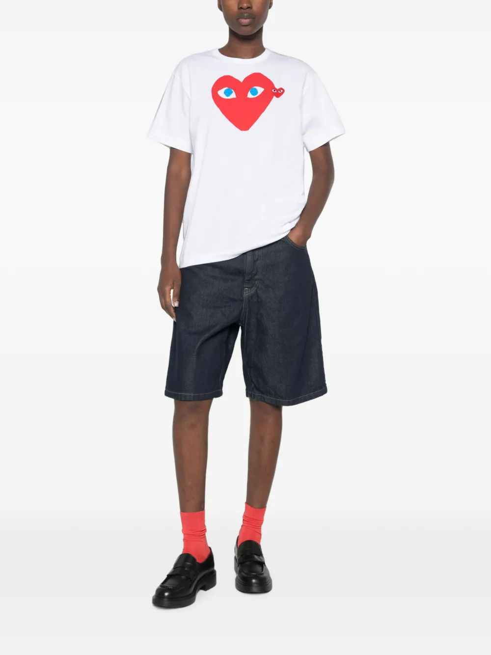 Comme Des Garçons Play T-shirt met hartprint Wit