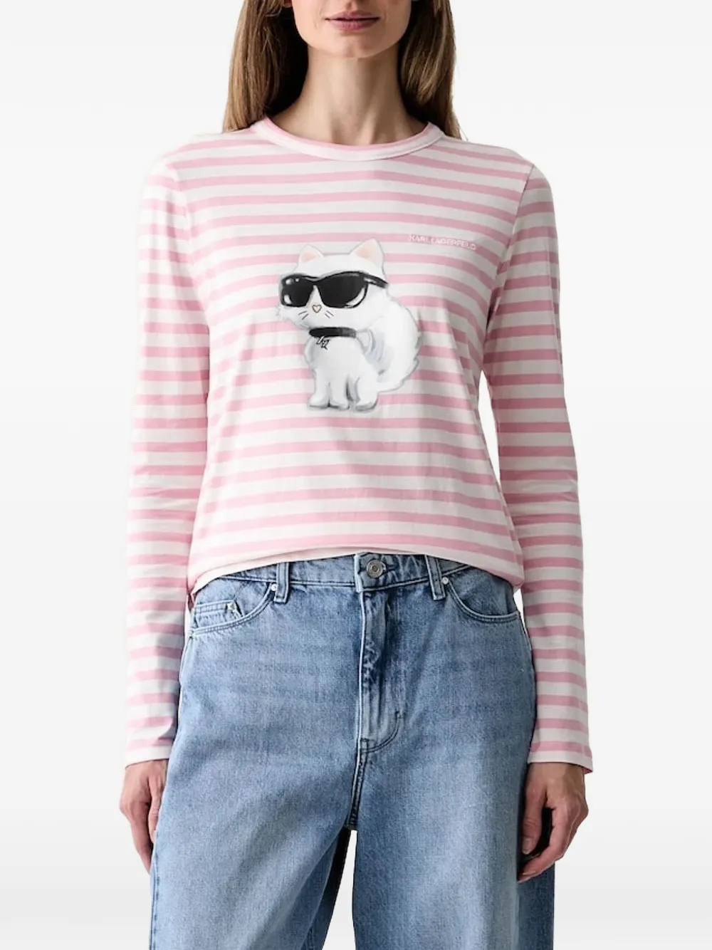 Karl Lagerfeld Ikon Aquarelle long-sleeve T-shirt Roze