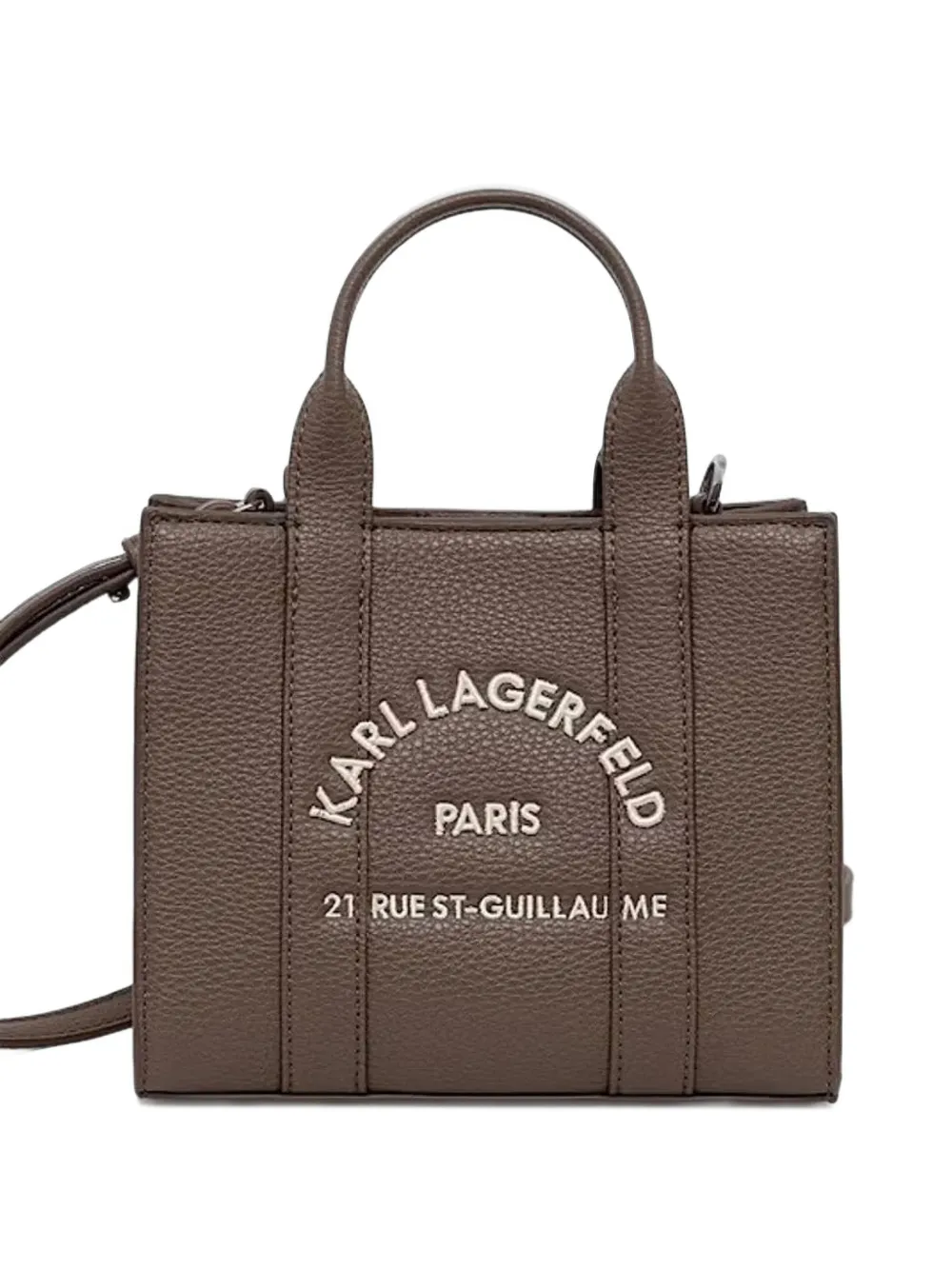 Karl Lagerfeld mini Rue St-Guillaume logo-embroidered tote bag - Marrone