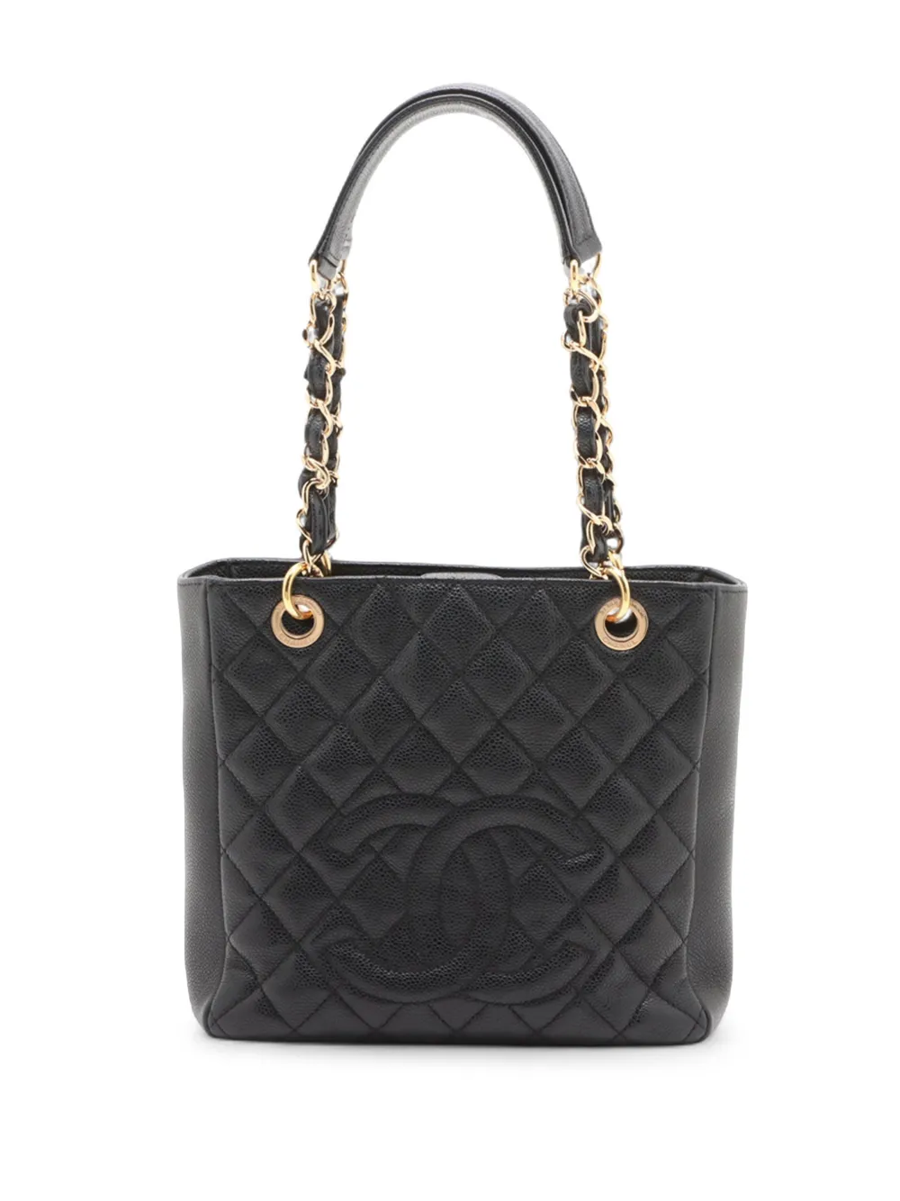 Pre-owned Chanel 2011 Caviar Petite Shopping Tote Bag In Black