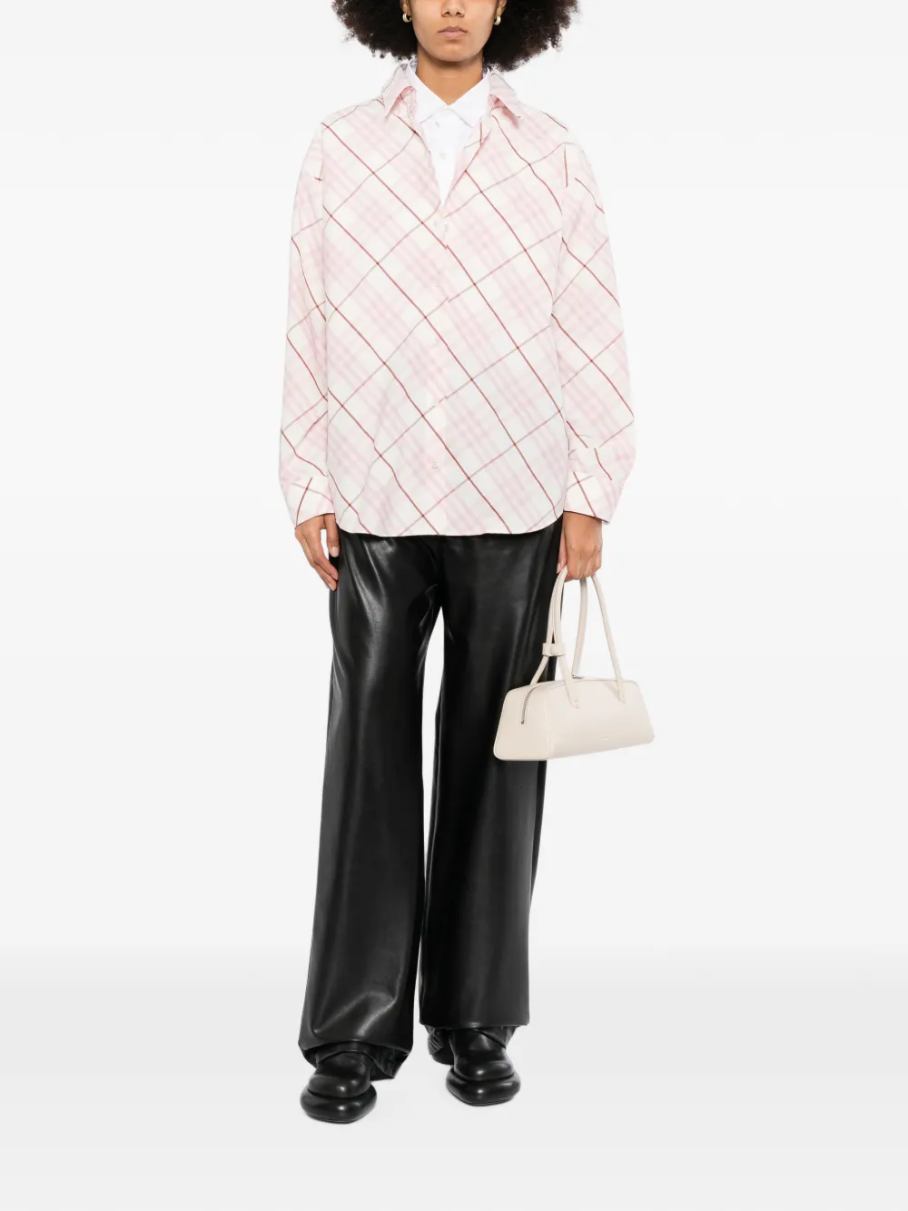Burberry Geruit blouse Roze