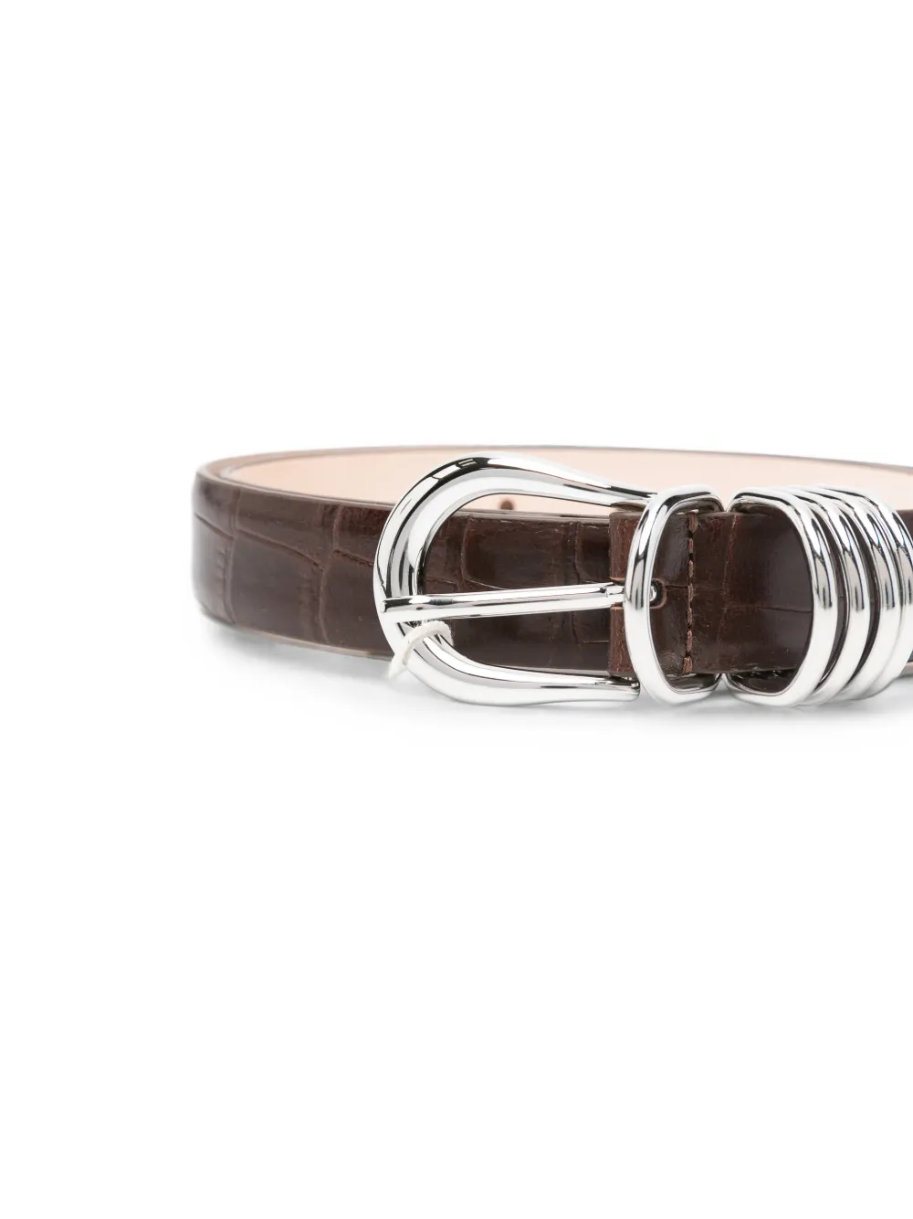 Déhanche Hollyhock leren riem met alligator-reliëf Bruin