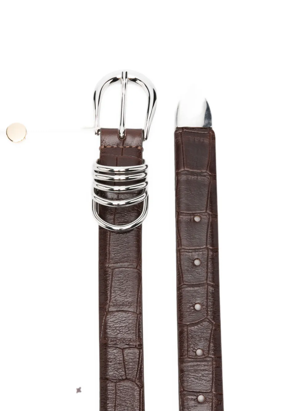 Déhanche Hollyhock leren riem met alligator-reliëf Bruin