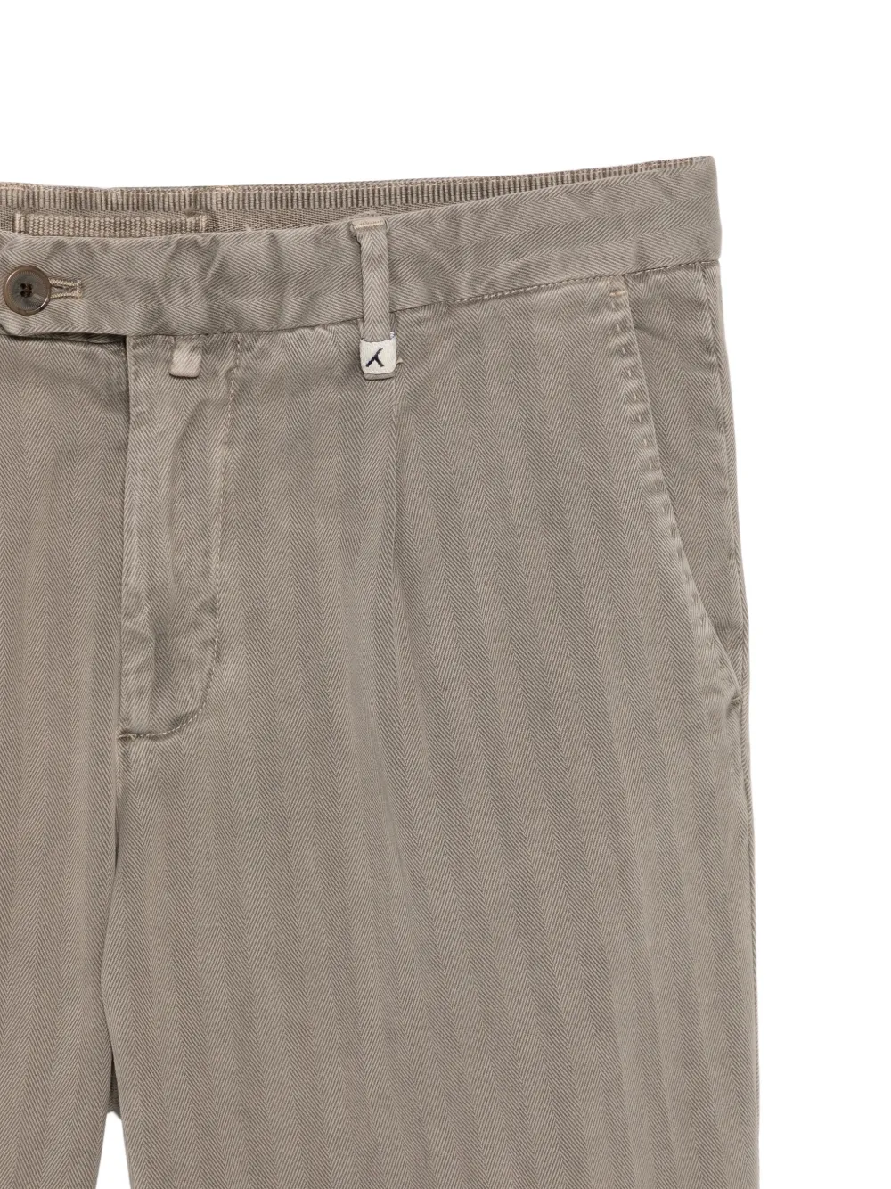 Myths Plooibroek met visgraatpatroon Beige
