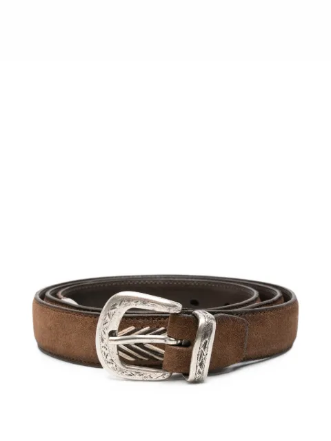 ALBERTO LUTI engraved-buckle suede belt