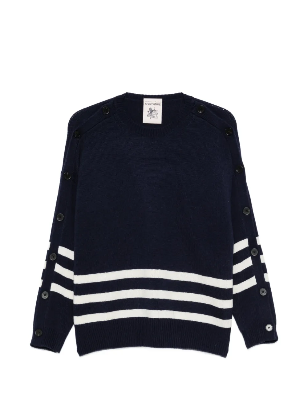 Semicouture button-detail striped sweater - Blu