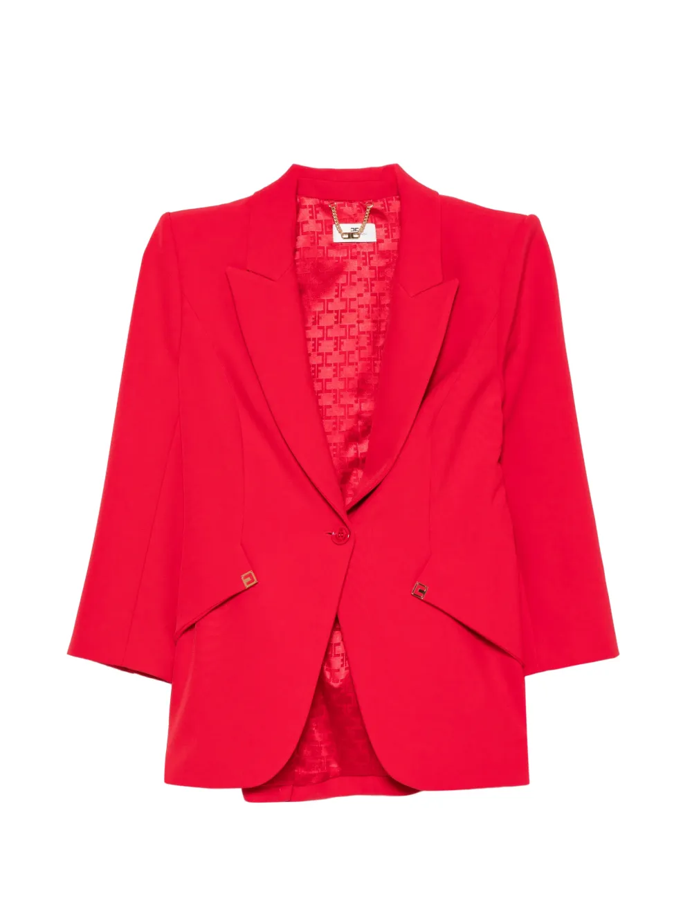 Elisabetta Franchi logo-plaque blazer and straight-leg trousers suit - Rosso
