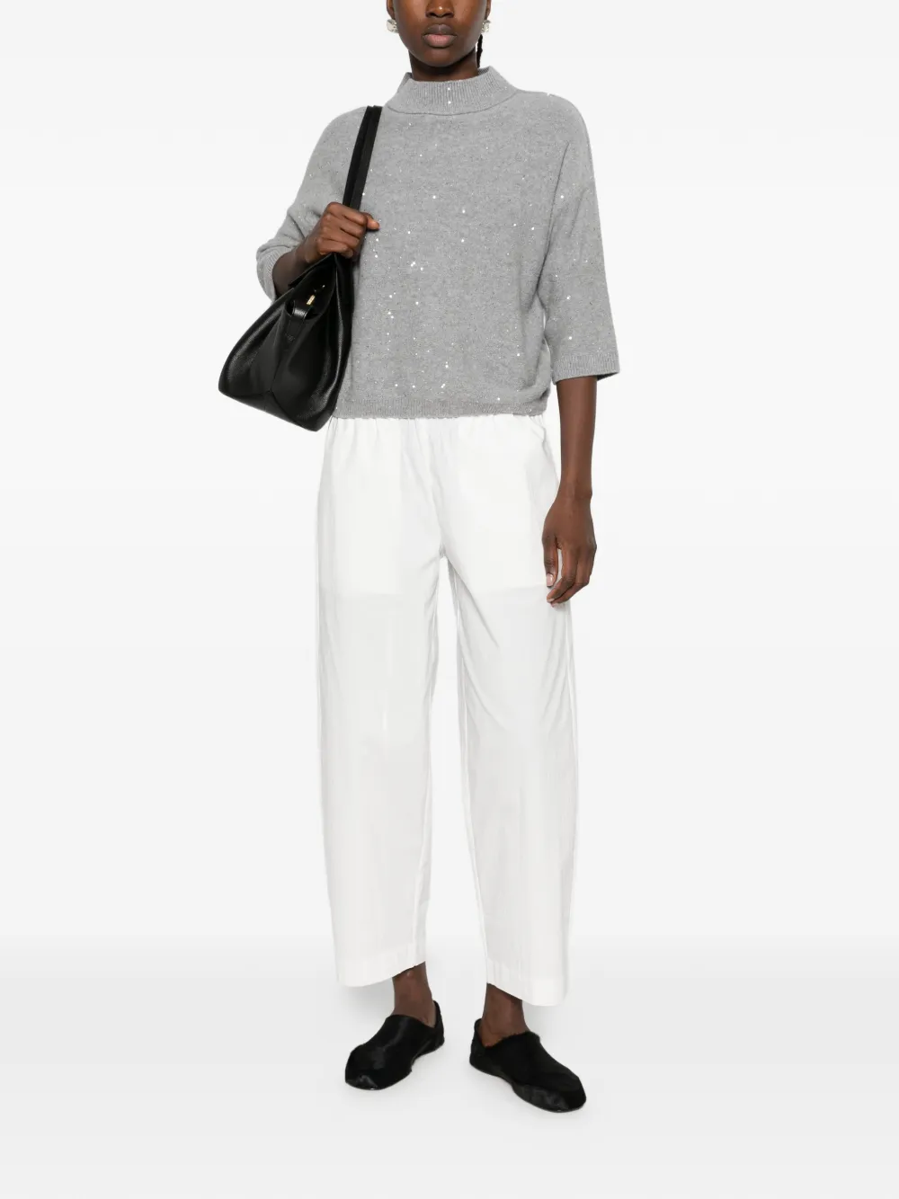 Antonelli sequin-embellished high-neck sweater Grijs