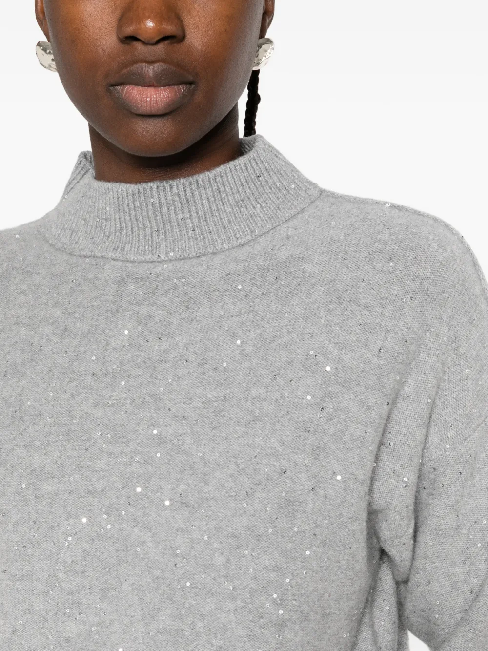 Antonelli sequin-embellished high-neck sweater Grijs