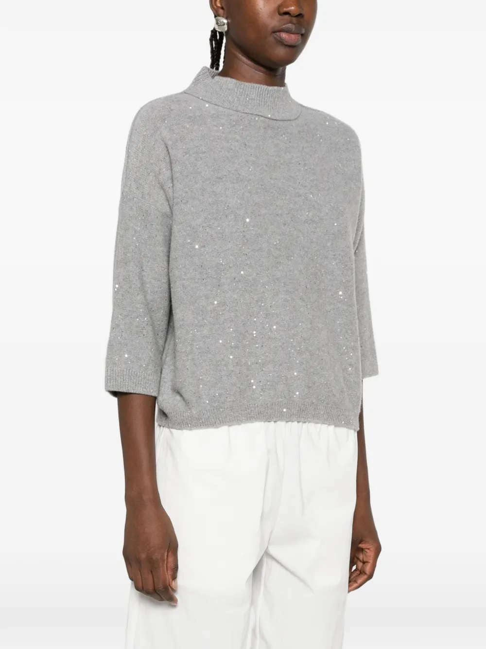 Antonelli sequin-embellished high-neck sweater Grijs