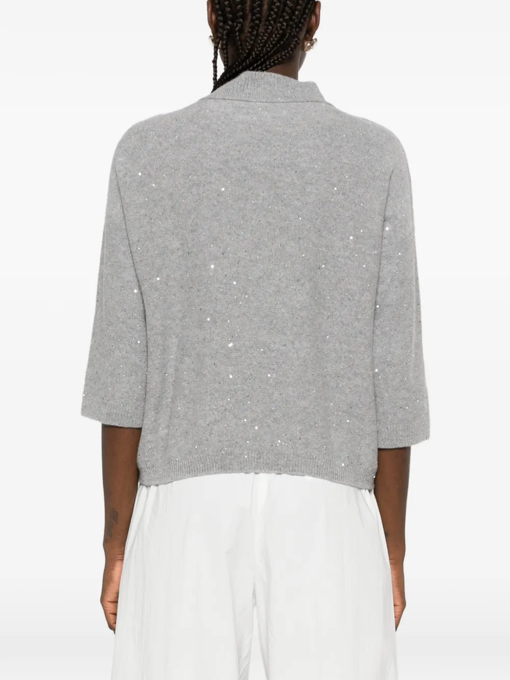 Antonelli sequin-embellished high-neck sweater Grijs