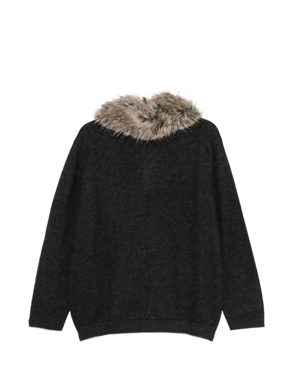Semicouture faux-fur collar zip-up cardigan Grijs