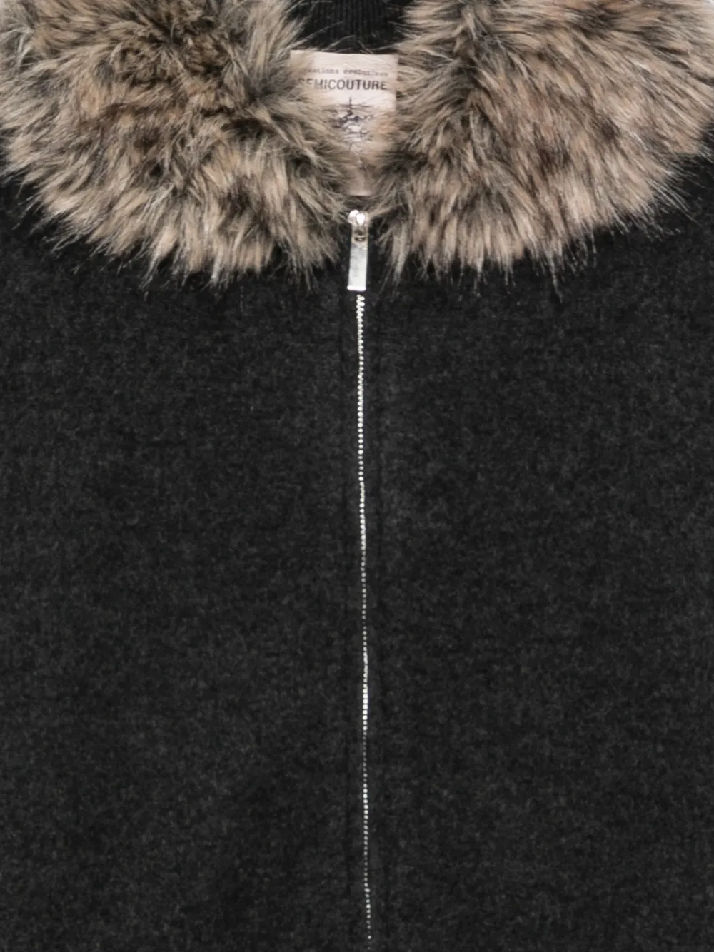 Semicouture faux-fur collar zip-up cardigan Grijs