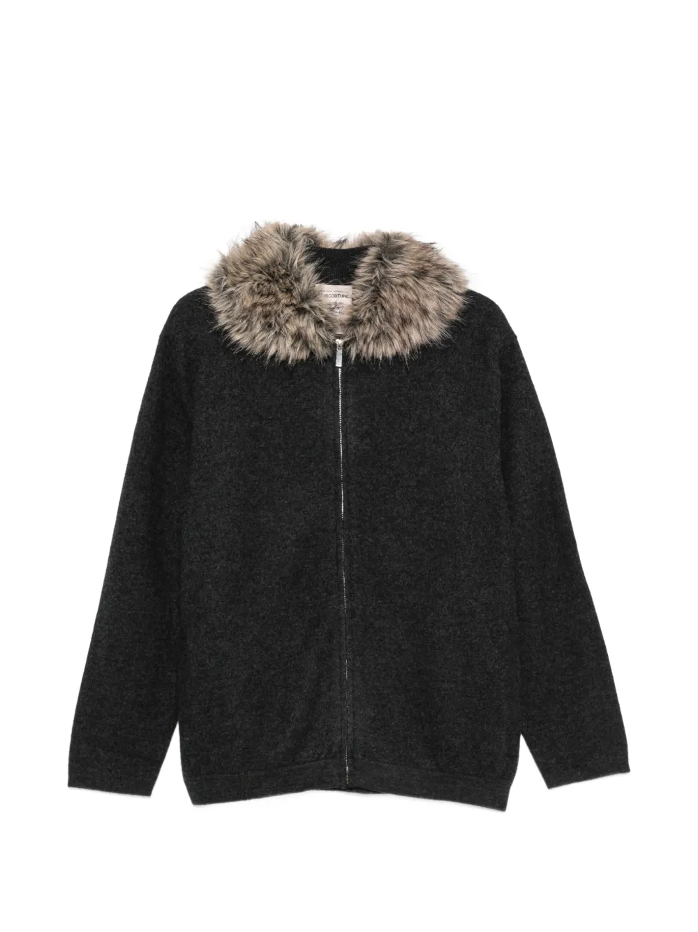 Semicouture faux-fur collar zip-up cardigan - Grau