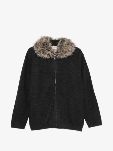 Semicouture faux-fur collar zip-up cardigan