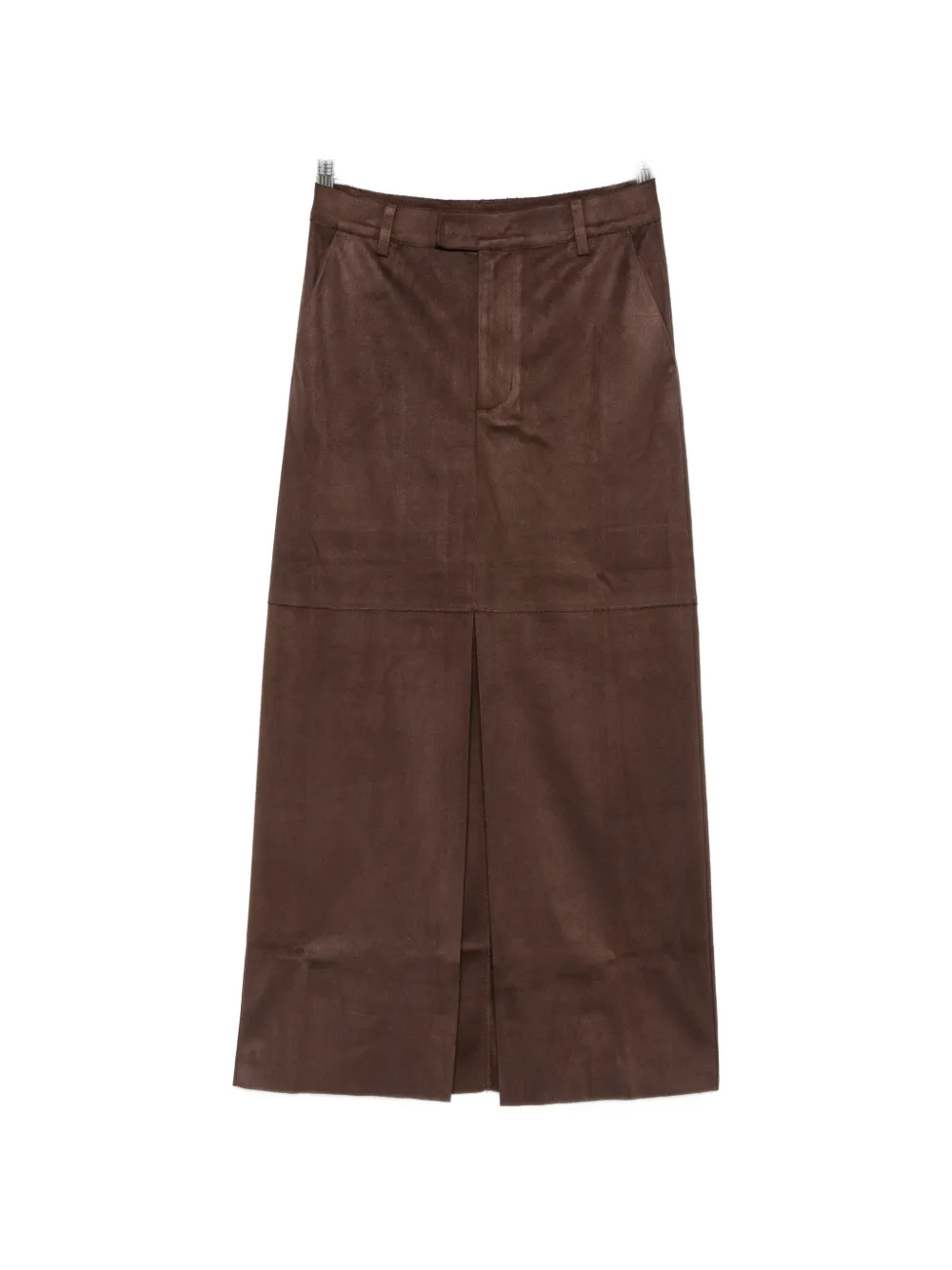 Eleh suede-effect front-slit midi skirt - Braun