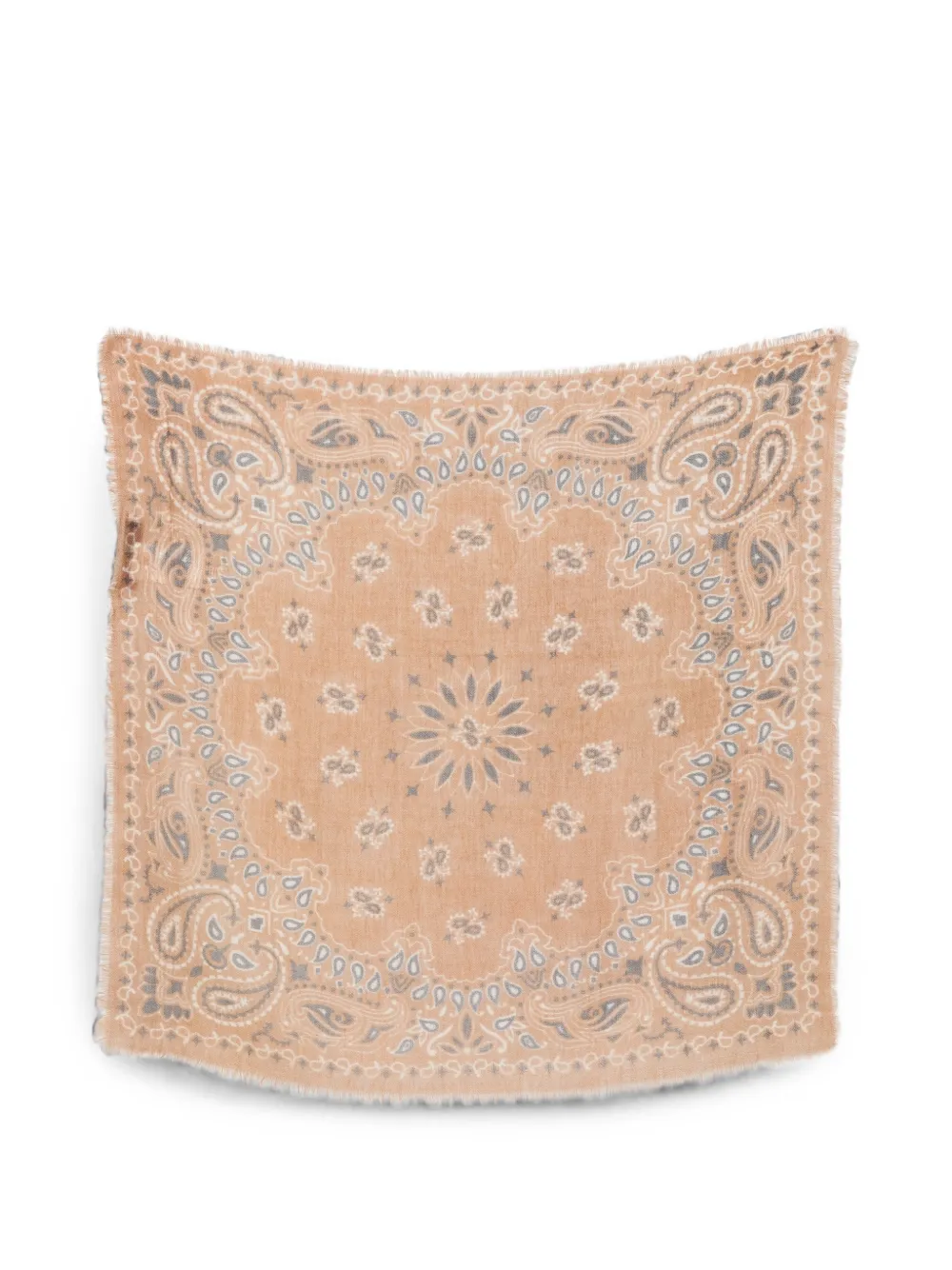 SGOMBERO CANTINE Luna paisley-print fringed scarf - Nude