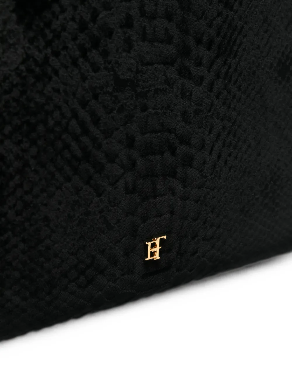 Elisabetta Franchi Clutch met fluwelen effect en logo-plakkaat Zwart