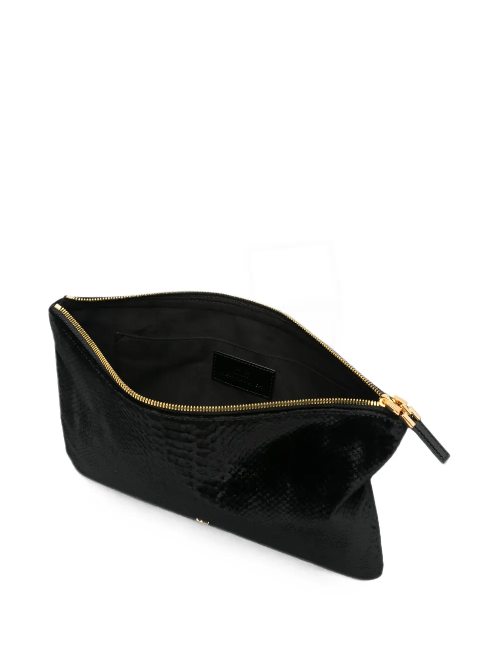 Elisabetta Franchi Clutch met fluwelen effect en logo-plakkaat Zwart