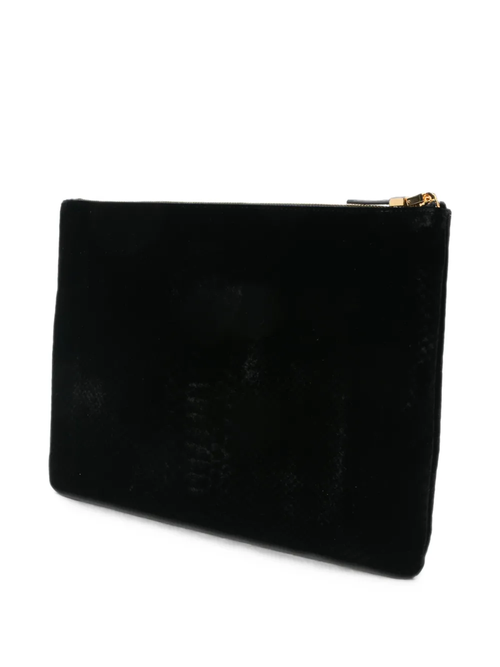 Elisabetta Franchi Clutch met fluwelen effect en logo-plakkaat Zwart