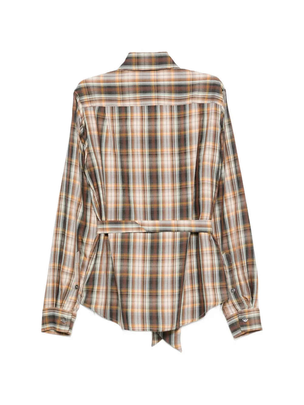 Semicouture Geruite blouse met ceintuur Bruin