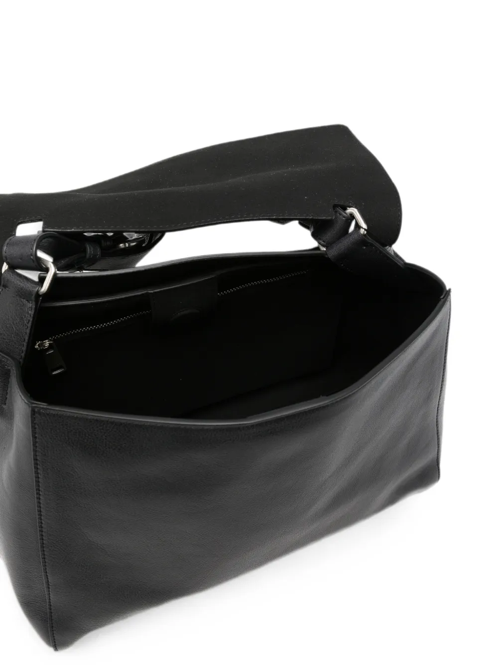 Orciani Medium Sveva Soft shopper met omslag en logo-plakkaat Zwart