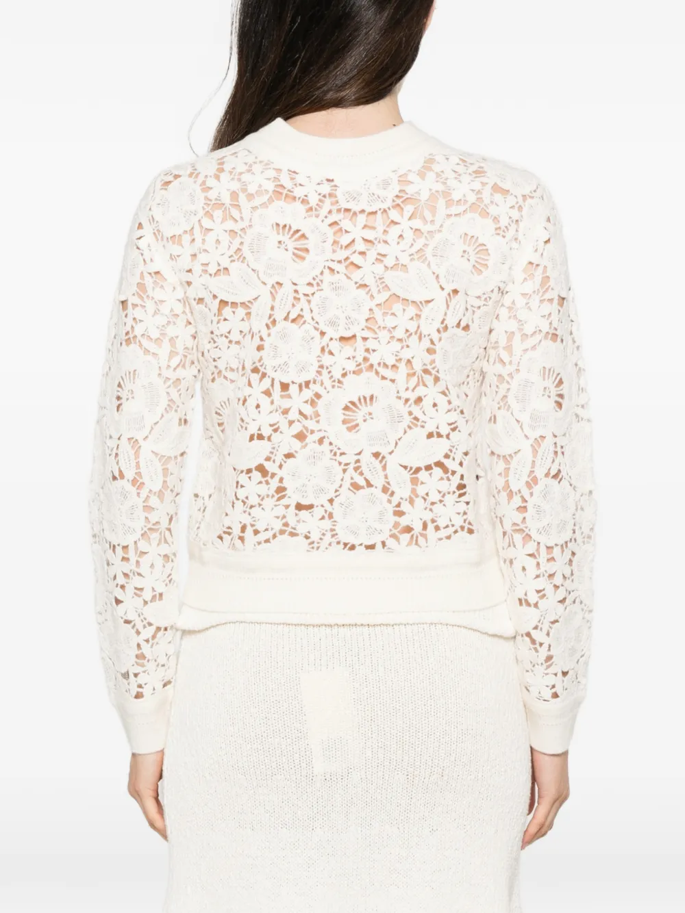 ERMANNO FIRENZE Trui met bloemenkant Beige
