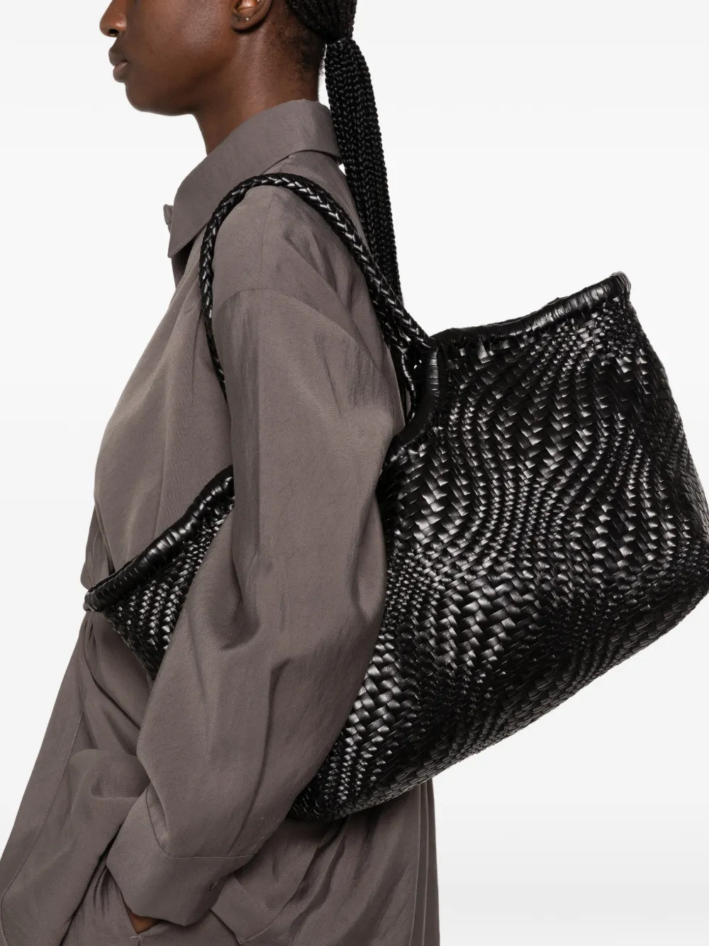 DRAGON DIFFUSION Nantucket Optical geweven shopper Zwart