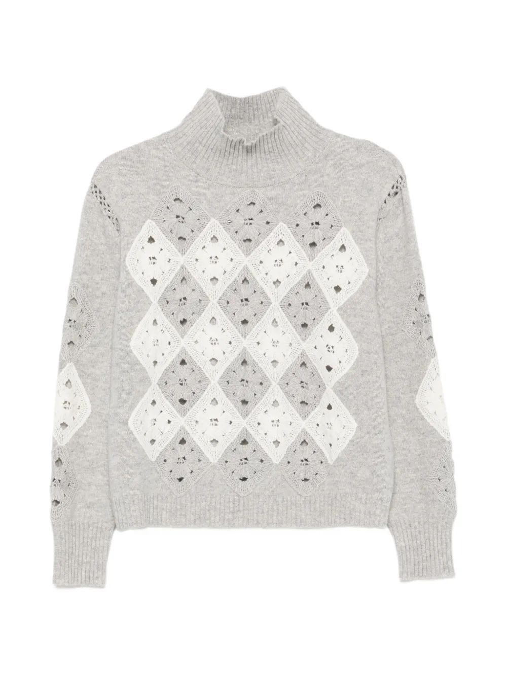 ERMANNO FIRENZE pull en crochet à losanges - Gris