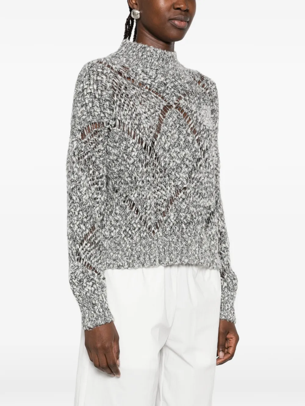 Antonelli sequin-embellished open-knit sweater Wit