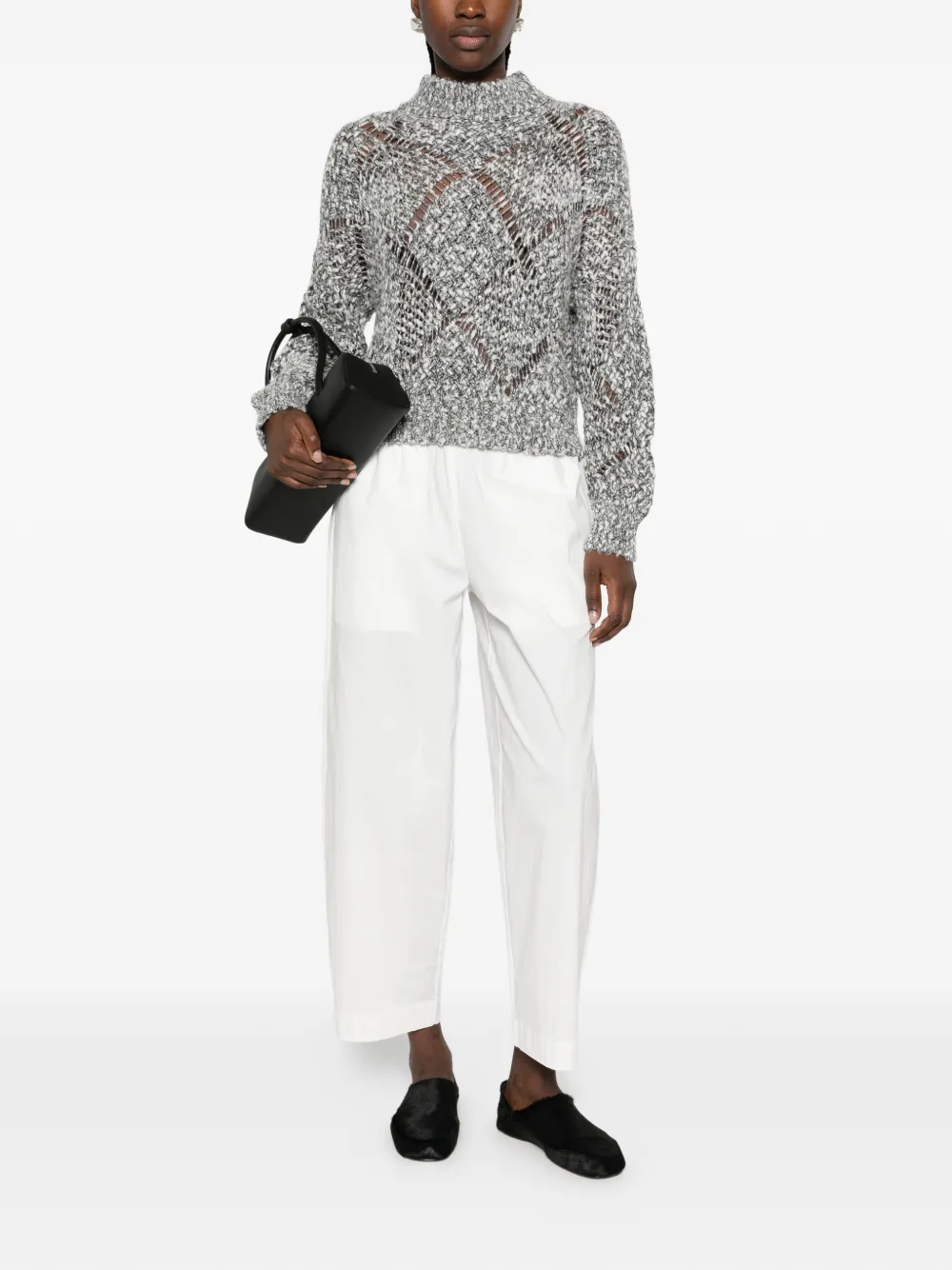 Antonelli sequin-embellished open-knit sweater Wit