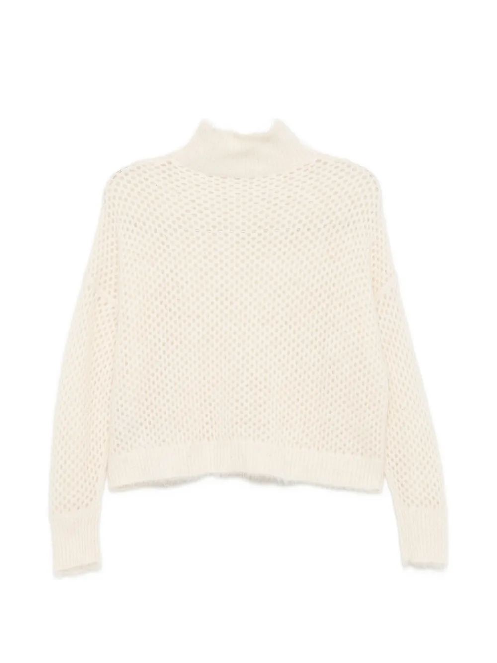 Antonelli Opengebreide trui met hoge hals Beige