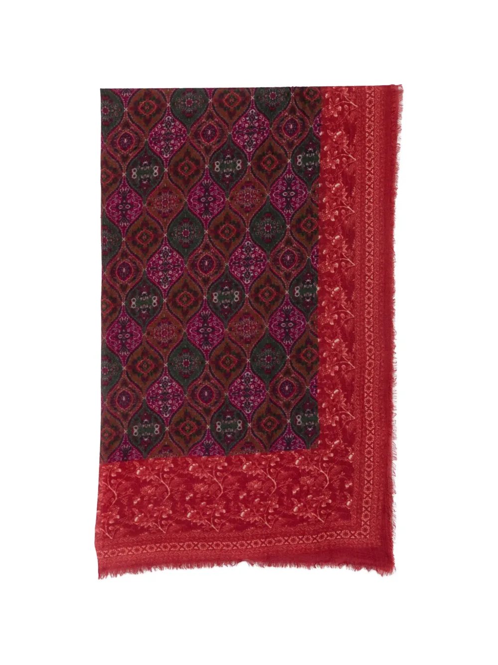 SGOMBERO CANTINE paisley-print frayed-edge scarf - Rosso