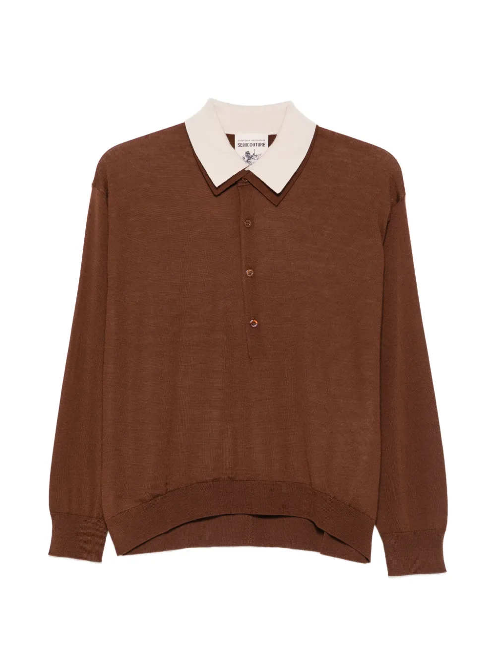 Semicouture contrast-collar sweater - Marrone