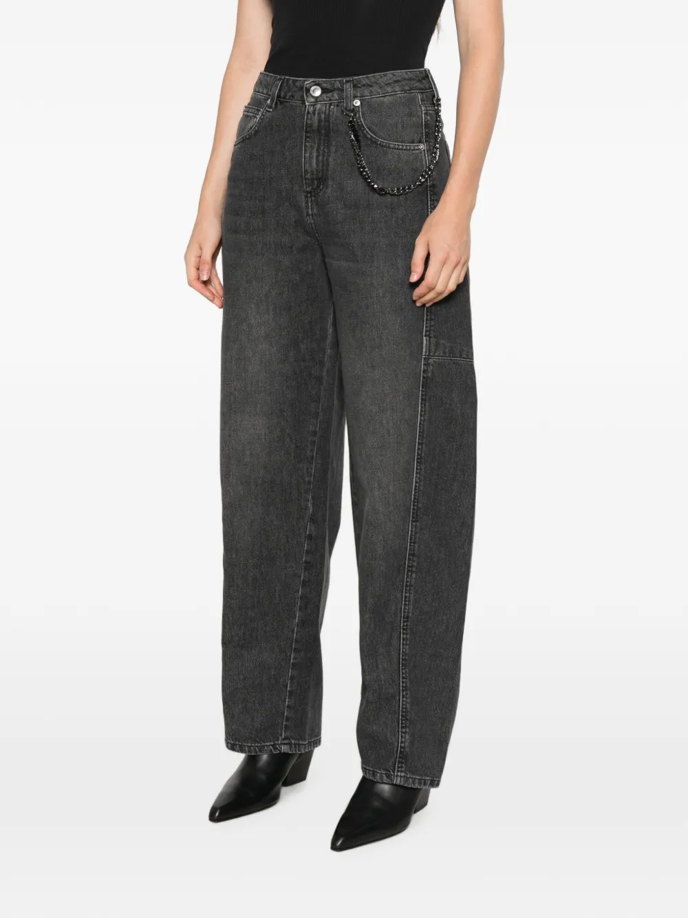 ERMANNO FIRENZE Jeans met wijde pijpen en schakelketting Grijs