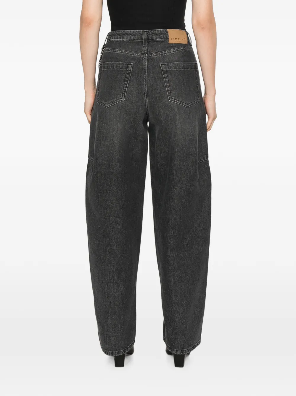 ERMANNO FIRENZE Jeans met wijde pijpen en schakelketting Grijs