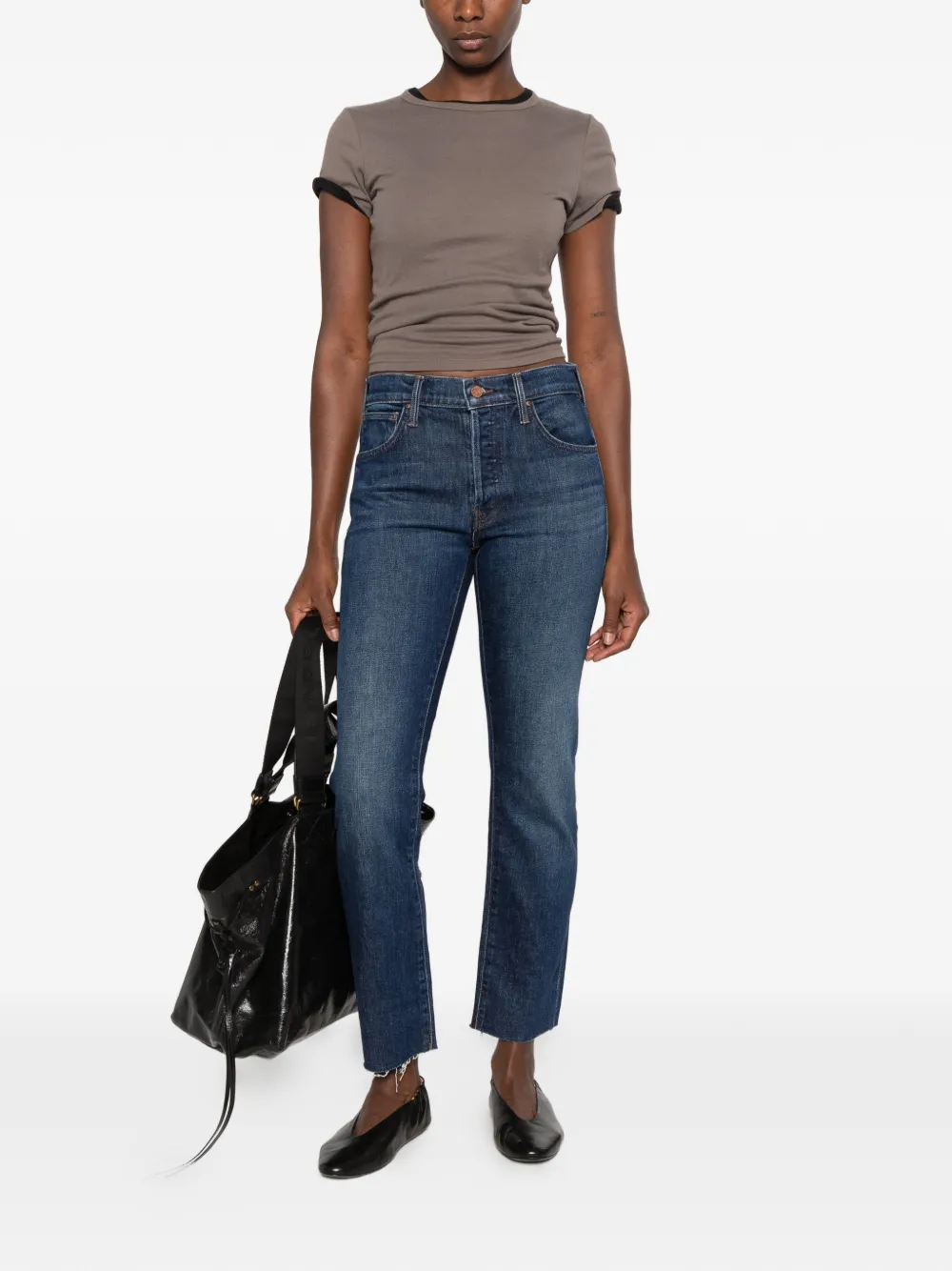 MOTHER The Mid Rise Hiker frayed jeans Blauw