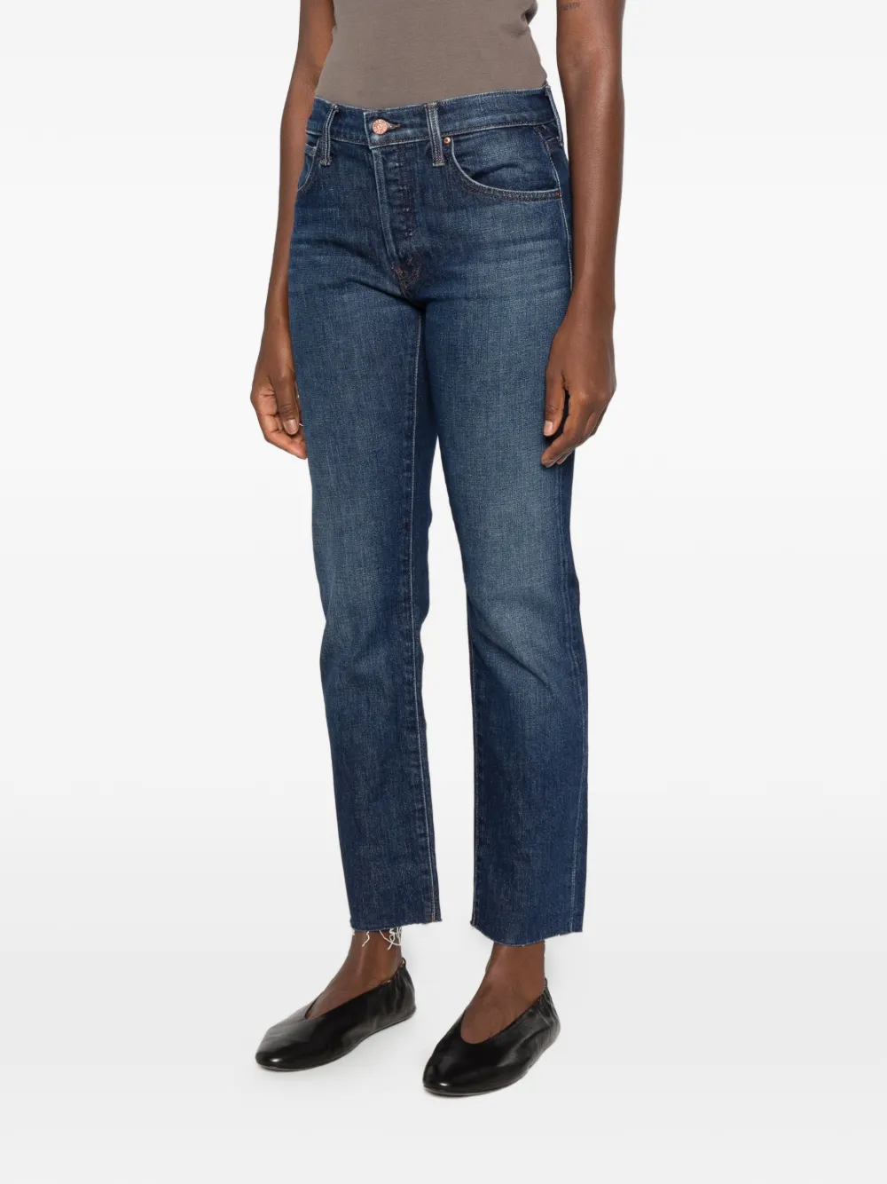 MOTHER The Mid Rise Hiker frayed jeans Blauw