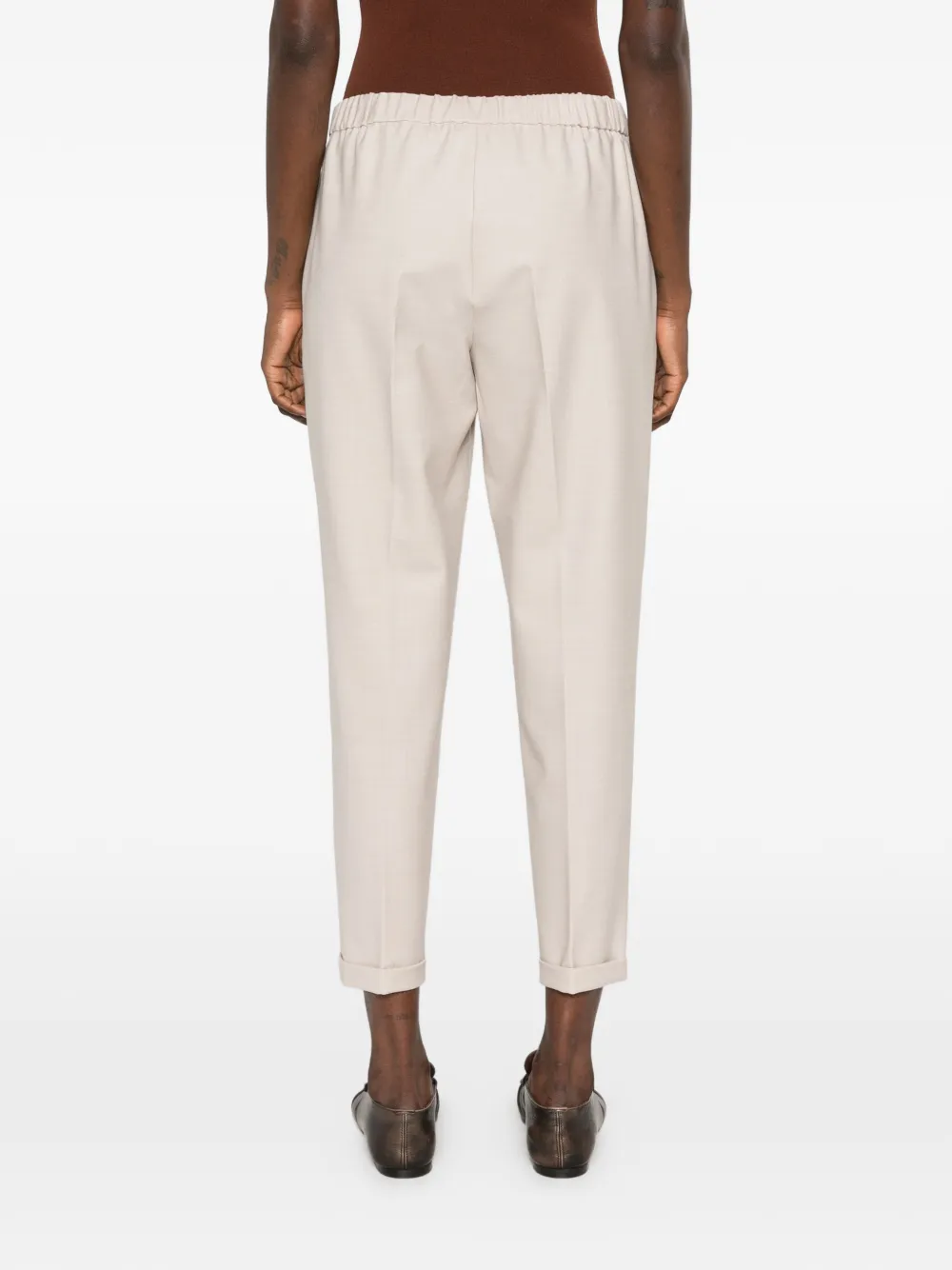 Antonelli Rosalba elasticated-waist turned-up trousers Beige