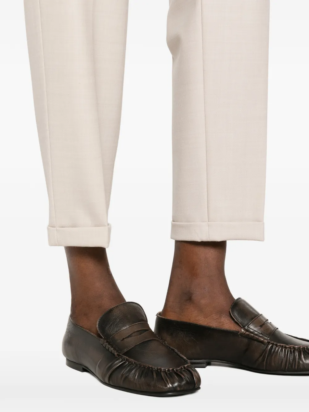 Antonelli Rosalba elasticated-waist turned-up trousers Beige