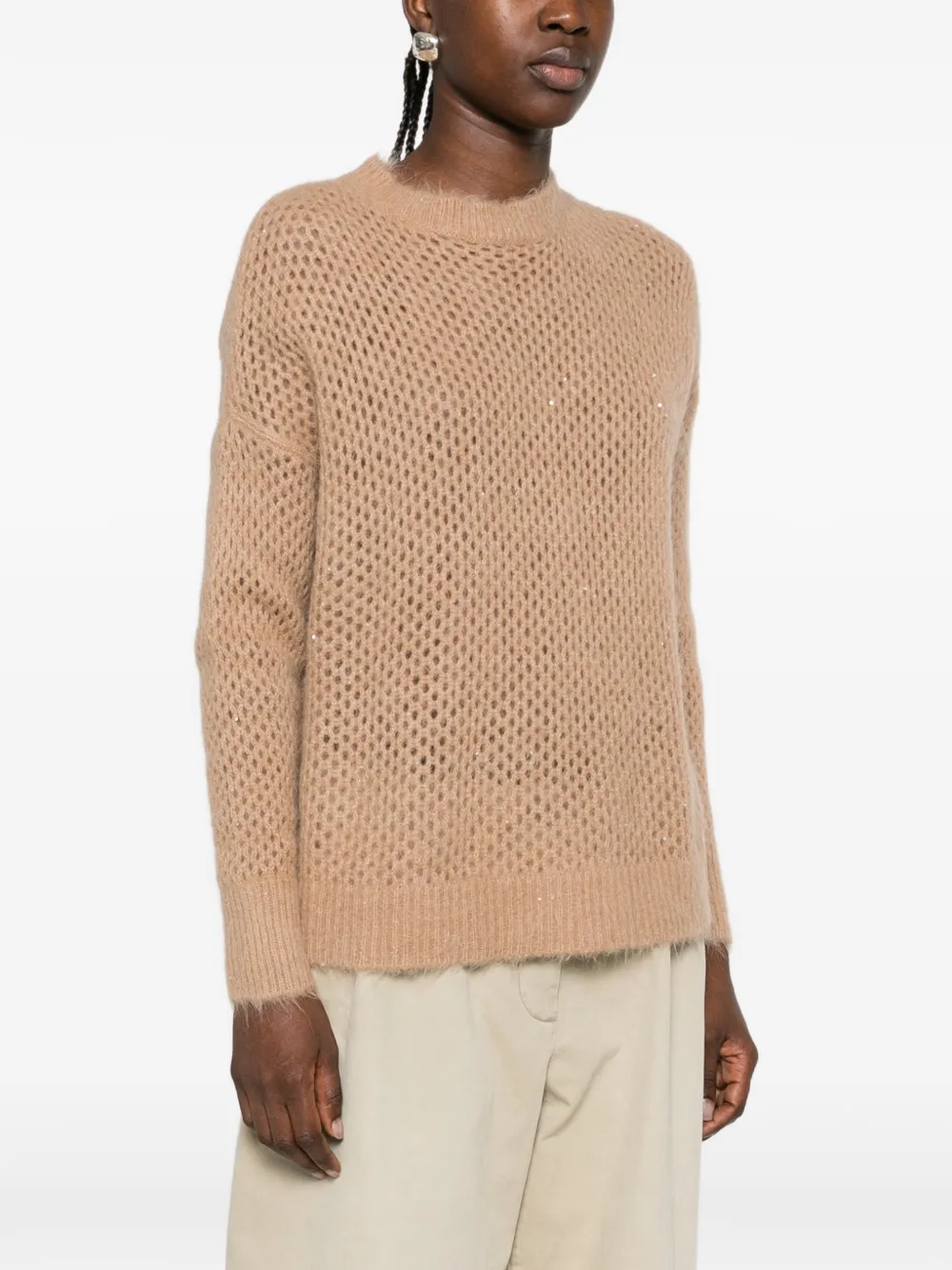 Antonelli open-knit sequin-embellished sweater Bruin