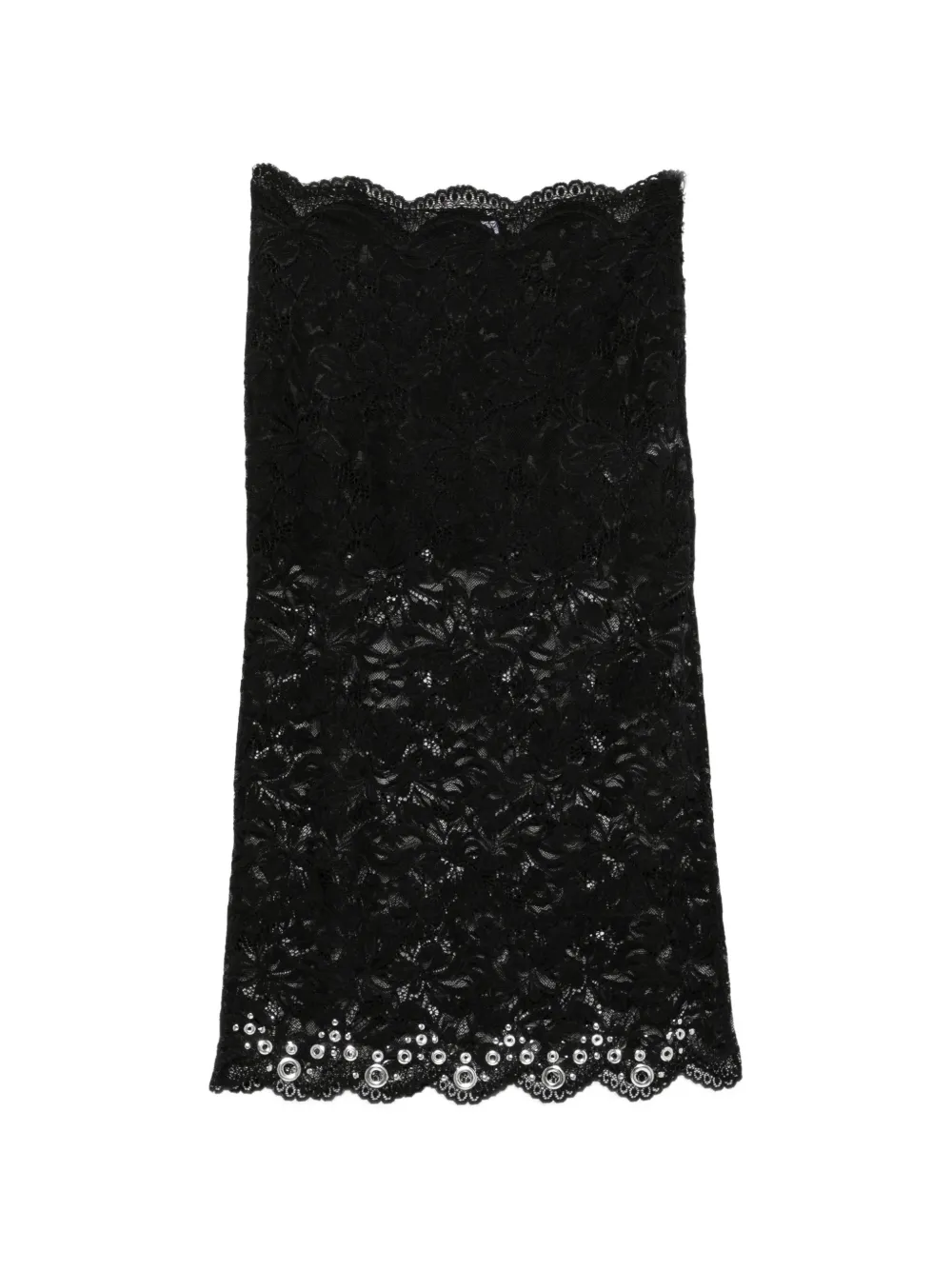Rabanne eyelet-embellished lace skirt