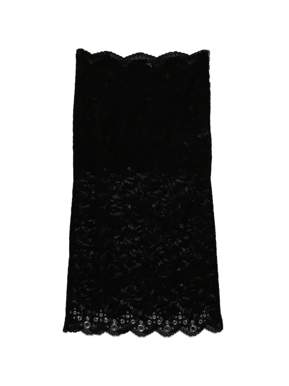 Rabanne jupe en dentelle à détails d'œillets - Noir Rabanne jupe en dentelle à détails d'œillets - Noir