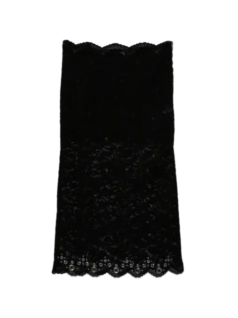 Rabanne eyelet-embellished lace skirt