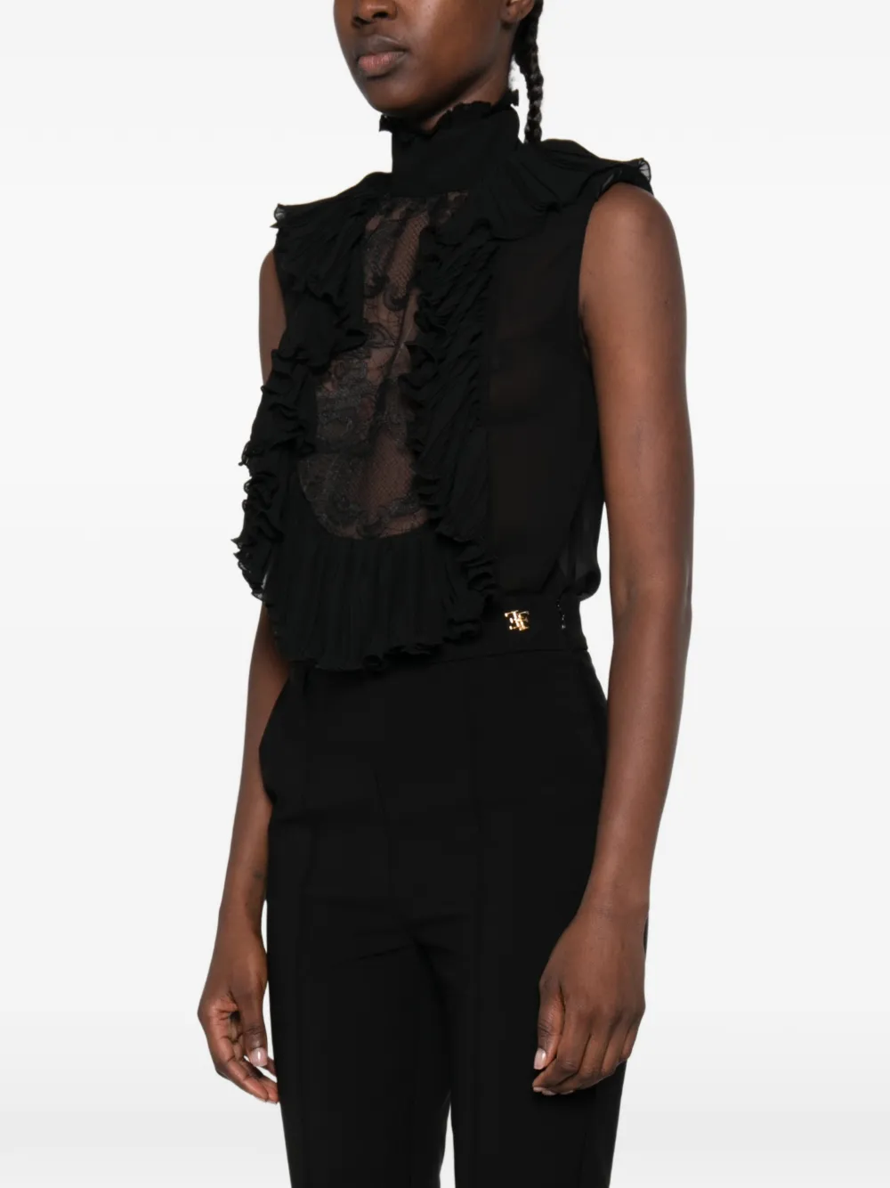 Elisabetta Franchi Top met ruches Zwart