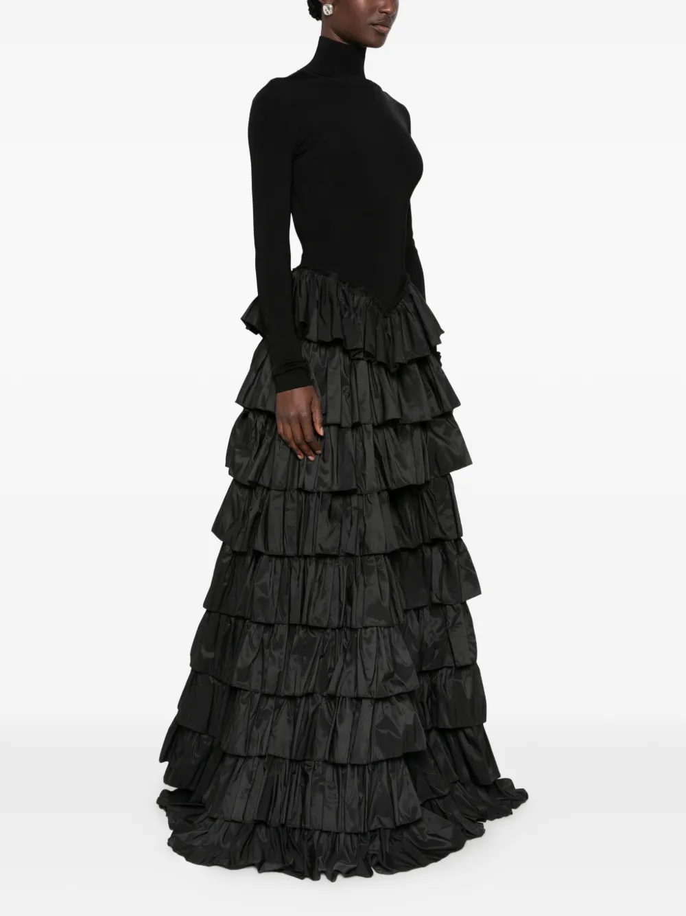 Elisabetta Franchi Maxi-jurk met open achterkant en ruches Zwart