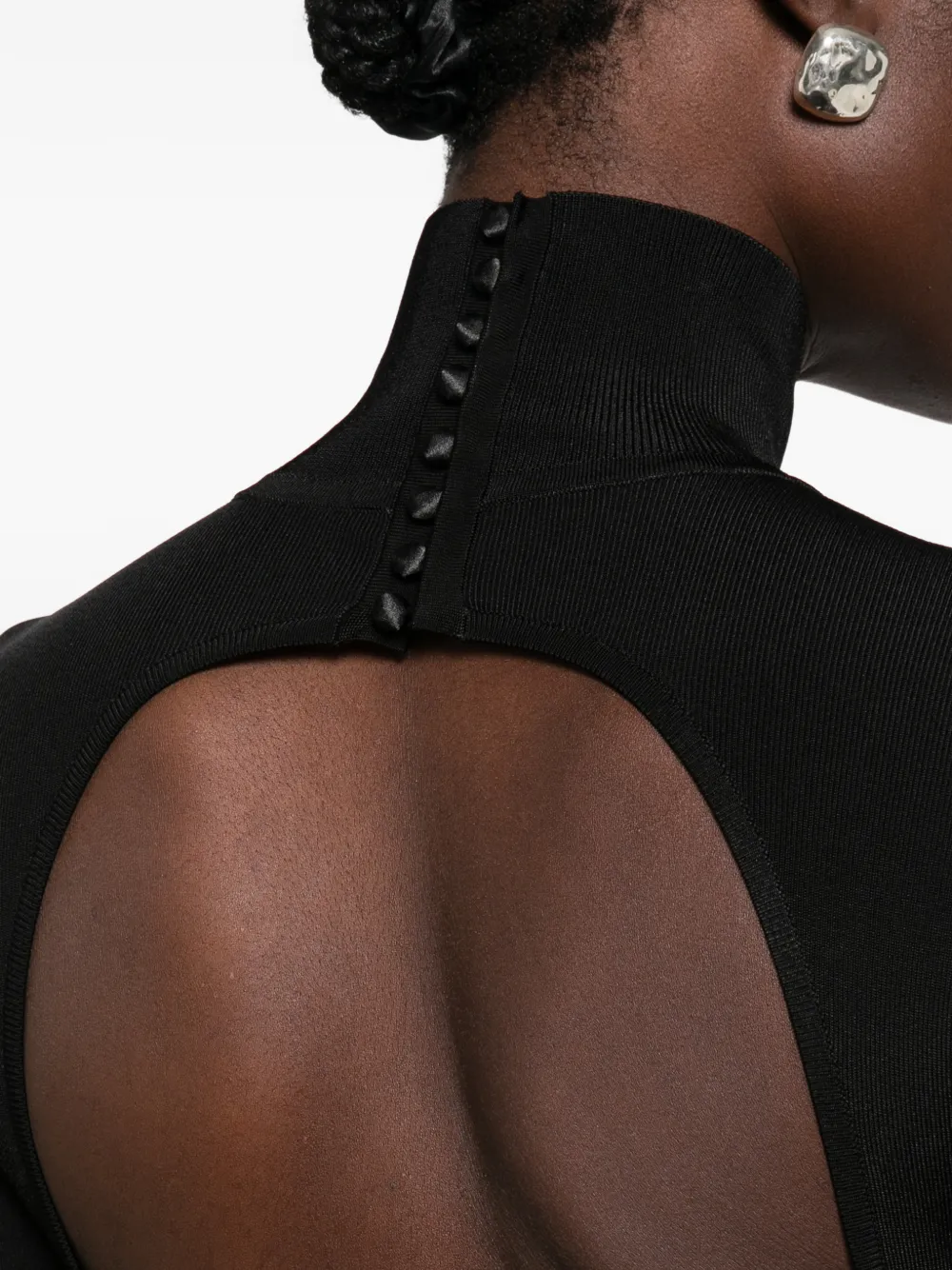 Elisabetta Franchi Maxi-jurk met open achterkant en ruches Zwart