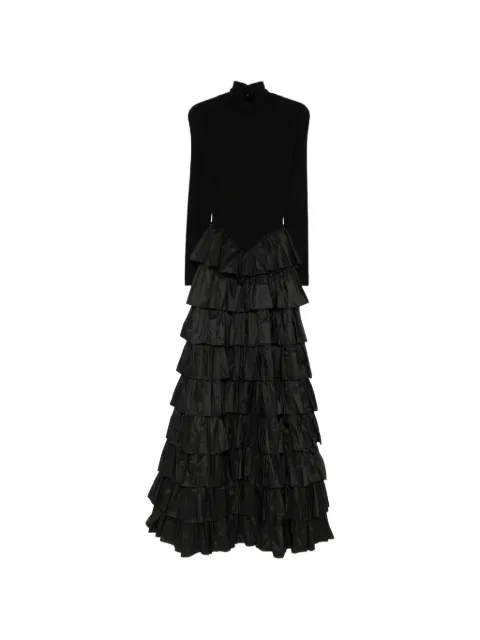 Elisabetta Franchi Vestido longo com babados e decote posterior