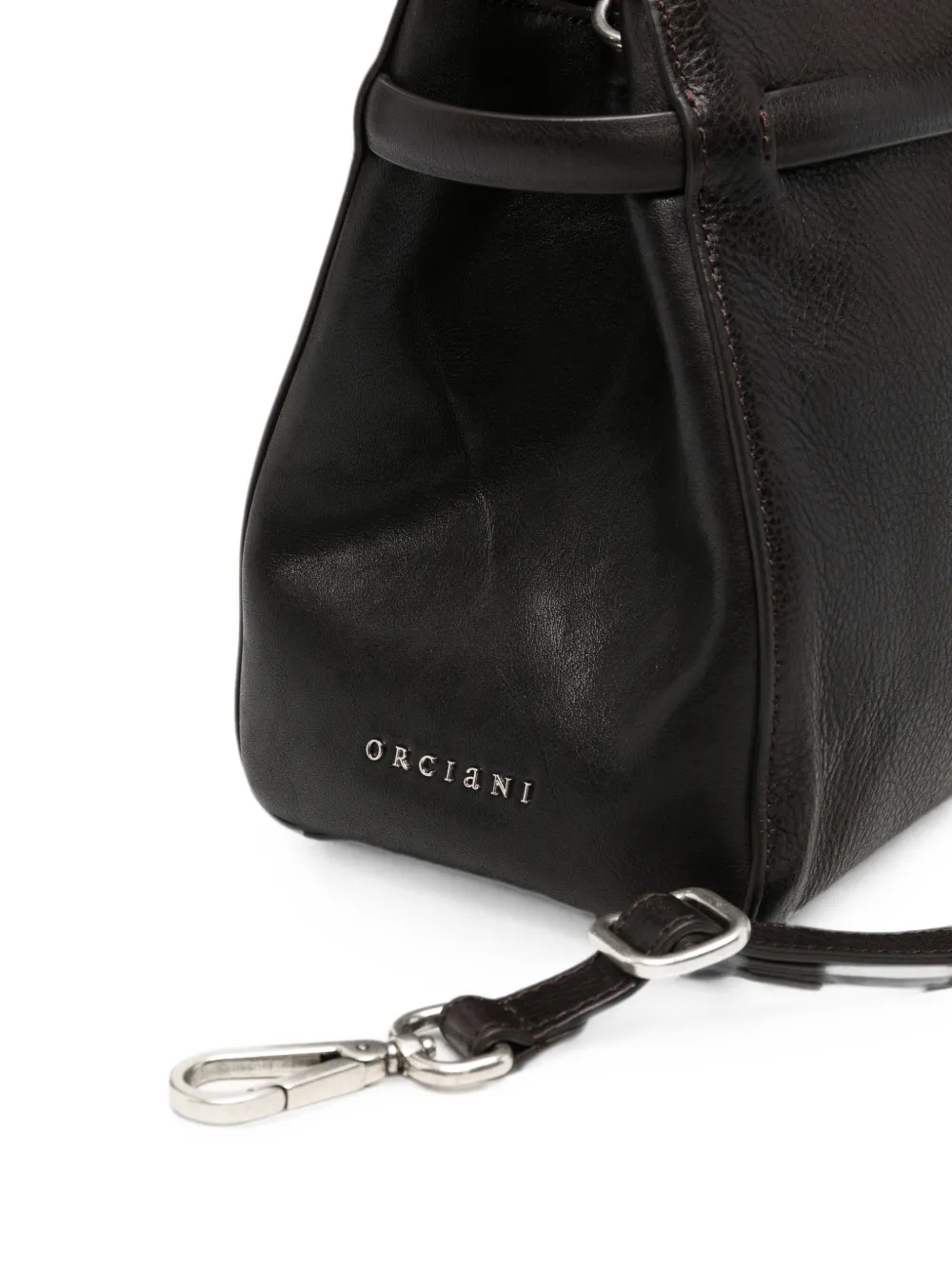 Orciani Grote Aura Soft shopper met logo-plakkaat Bruin
