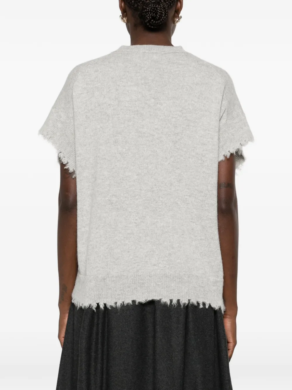 Antonelli Corsica frayed-edge short-sleeve sweater Grijs